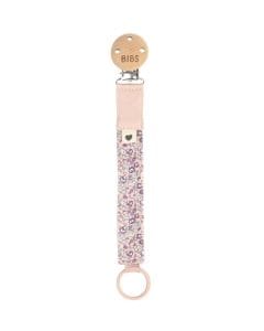 BIBS X Liberty Pacifier Clip, 100% Organic Cotton, Nickel-Free Metal Clips, Lightweight And Portable Design - Eloise Blush