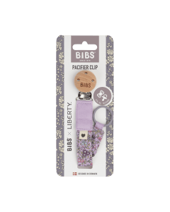 BIBS X Liberty Pacifier Clip, 100% Organic Cotton, Nickel-Free Metal Clips, Lightweight And Portable Design - Chamomile Lawn/Violet Sky