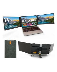 V2COM S8 Ultra Laptop Screen Extender, Dual 14" FHD IPS Displays, Triple Screen, One-Cable USB-C, Ultra-Slim | Black - VS8U