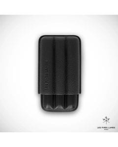 Les Fines Lames Trio Cigar Case, Genuine Pebble & Full-Grain Leather, Holds 3 Cigars up to 52 Gauge | Black