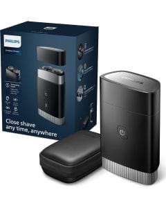 Philips Electric Compact Shaver, 18 Self-Sharpening ComfortCut Blades, 3D Floating Heads, Wet & Dry, 60-Minute Runtime, USB-A Charging, Travel Pouch | Carbon Grey/Black - PQ888/06