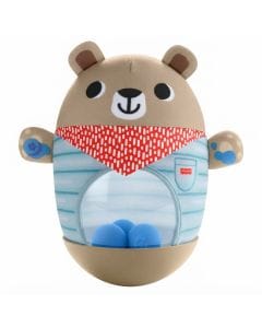 Fisher-Price Friendship Forest Bat & Wobble Inflatable Bear Toy, Roly-Poly Activity Toy for Gross Motor Skills & Sensory Play