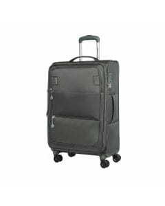 American Tourister Majoris + Softside Check-In Suitcase 70cm, Expandable Travel Bag with 4 Spinner Balsam Green, TSA Lock