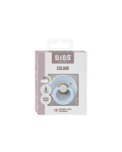 BIBS Latex Pacifier Colour Size 2 6-18 Months, Round And Soft Nipple, Anti-Irritation Shield, Skin-Like Softness, Flexible And Durable Design - Baby Blue