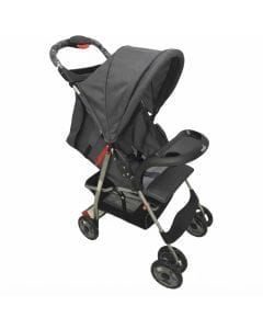 The Moon Bezik One-Hand Fold Travel Stroller - Lightweight Pram for Newborns to Kids up 0 Months to Kids, 5-Point Harness| Mid Grey
