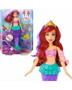 Mattel Disney Princess Swim & Splash Ariel Mermaid Doll, Realistic Swimming Motion, Color-Changing Tail, Pool Play Toy, Multicolor