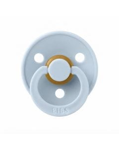 BIBS Latex Pacifier Colour Size 1 0-6 Months, Round And Soft Nipple, Anti-Irritation Shield, Skin-Like Softness, Flexible And Durable Design - Baby Blue
