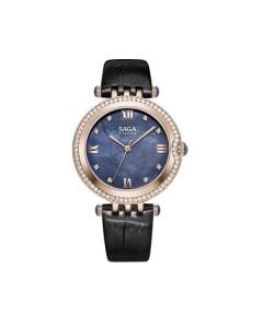 Saga Women Watch, Swiss Quartz Movement, 36mm Stainless Steel Case, Crystal From Danube Elements, Natural Illusion Dial, Mineral Glass, 30m Water Resistant