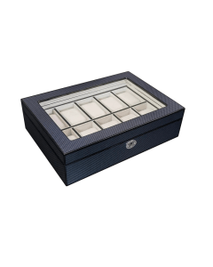 Luxury Signature Wooden Watch Box for 10 Watches, Carbon Fiber Finish, High Gloss Design, Premium Velvet Lining,