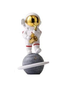 Luxury Signature Resin Astronaut Figurine Playing Saxophone, 20cm Decorative Space Statue, Modern Desktop Ornament for Home, Office & Bookshelf Decor