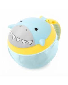 Skip Hop Zoo Shark Snack Cup 12+ Months 222ml, Hygienic Flip-Down Straw Protection, Adorable Zoo Character Design, Dishwasher Safe - Multicolour