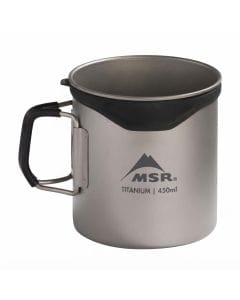 MSR Titan Ultralight Titanium Camping Cup, 450ml, Durable Backpacking Mug with Removable Silicone Lid