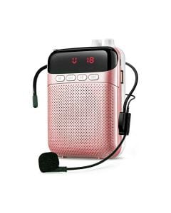Portable Voice Amplifier with Bluetooth Rechargeable 2400mAh Waistband Megaphone Speaker & Wired Headset Mic, 10W Output, Up to 20H Playtime