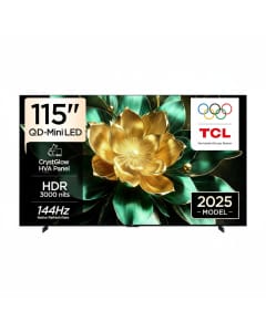 TCL 115 Inch 4K QD Mini LED Smart Google TV, HDR 3000 Nits, 144Hz, ONKYO 4.2.2CH Hi-Fi, Dolby Atmos - 115C7K - Black