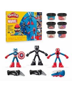 Play-Doh Marvel Hero Adventure Playset: 3 Bendy Action Figures with Wearable Tools and 6 Non-Toxic  4 Years and Up