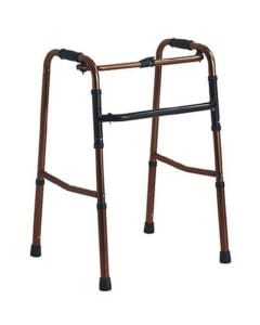 CareMax CA812L-C Reciprocating Folding Walker | Lightweight Walking Aid, Adjustable Height, Non-Slip Handles | Brown | 2000000081236