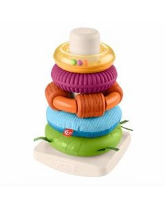Fisher-Price Sensory Rock-A-Stack Baby Toy, Multicolor Roly-Poly Stacker with 5 Textured Rings, Fine Motor Skills Toy