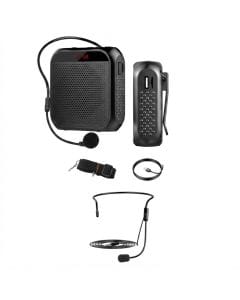 Portable Voice Amplifier PA Speaker with Wired Headset Microphone, Rechargeable Battery, Clear Loud Sound, Compact Design | Black