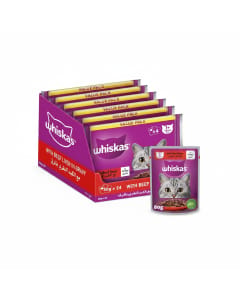 Whiskas Beef Liver in Gravy Wet Cat Food - 24x80g for Adult Cats