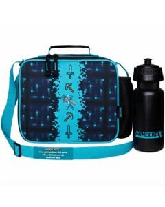Minecraft Insulated Lunch Bag for Kids with Water Bottle, Multi-Compartment Gaming Lunch Box for School
