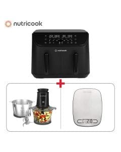 Nutricook Air Fryer Duo 2 Vision 8.5L Digital Air Fryer NC-AFD185V + Chopping Bowl 3L NC-CH6000ME + Digital Kitchen Scale Eko NC-KSE5 Bundle (301006000000071 + 301006000000127 + 301006000000030)