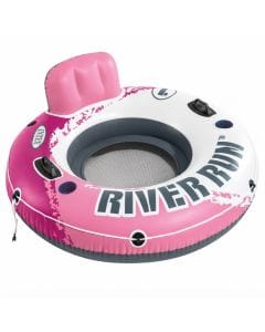 Intex River Run 1 Inflatable Swimming Ring, Pink Pool Float with Durable Construction