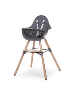 Childhome 2-In-1 Evolu 2 High Chair With Bumper, Convenient Adjustable Height Feature, Adjustable In 2 Height Levels - Natural Anthracite