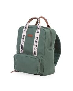 Childhome Signature Canvas Family Club Backpack, Multi-Pocket Diaper Bag, Water-Resistant Interior Pockets, Changing Mat Included - Green