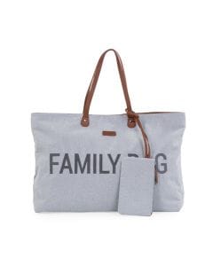 Childhome Canvas Nursery Family Bag, Large And Stylish Travel Bag, Detachable Pocket, Closes Easily Via Magnet - Gray