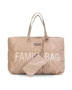 Childhome Nursery Family Bag, Large And Stylish Travel Bag, Detachable Pocket, Closes Easily Via Magnet - Puffered Beige