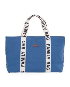 Childhome Signature Canvas Nursery Family Bag, Large And Stylish Travel Bag, Detachable Pocket, Closes Easily Via Magnet - Indigo