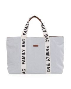 Childhome Signature Canvas Nursery Family Bag, Large And Stylish Travel Bag, Detachable Pocket, Closes Easily Via Magnet - Off-White