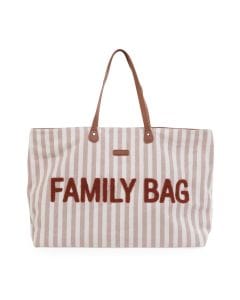 Childhome Nursery Family Bag, Large And Stylish Travel Bag, Detachable Pocket, Closes Easily Via Magnet - Nude/Terracotta