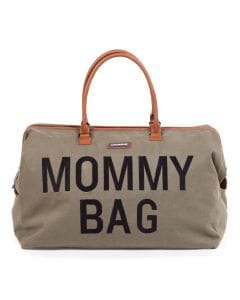 Childhome Canvas Mommy Big Bag, Large Capacity 56L, Adjustable Shoulder Strap, Multiple Compartments - Kaki