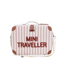 Childhome Mini Traveller Kids Suitcase, Soft Teddy Fabric, Adjustable Shoulder Strap, Easy To Carry - Nude Terracotta