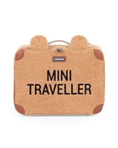Childhome Teddy Mini Traveller Kids Suitcase, Soft Teddy Fabric, Adjustable Shoulder Strap, Easy To Carry - Beige