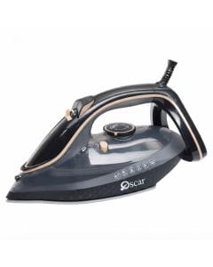 Oscar 2400W Steam Iron, Ceramic Soleplate, 350ml Water Tank, Burst Steam, Self-Cleaning, BS Plug | Golden Black - OSI801