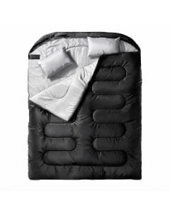 KASTWAVE XL Double Sleeping Bag for 2 Adults, Queen-Size 2-Person Camping Bed with 2 Pillows for Outdoor Adventures