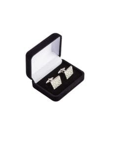 Luxury Signature Oriental Cufflinks, Silver Polished Square Cufflinks, Classic Sophisticated Men's Formal Accessories, Elegant Gift Box