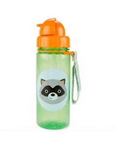 Skip Hop Zoo Racoon Straw Bottle 12+ Months 390ml, Hygienic Flip-Down Straw, Fun Zoo Character Design, Dishwasher Safe - Multicolour
