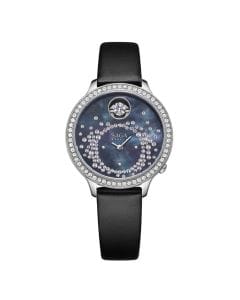 Saga Women Watch, 34mm Stainless Steel Case, Swiss Ronda R751 Quartz Movement, Genuine Leather Strap, Elegant Analog Wristwatch