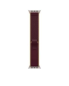 Apple Watch 49mm Trail Loop, Small, Natural Titanium Finish, Lightweight Woven Sport Watch Band - Burgundy | MK8G4ZM/A