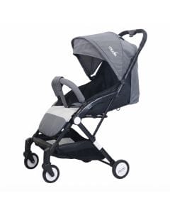 The Moon Brand TravelLite Compact Stroller - One-Hand Fold Cabin-Approved Pram for Newborns to 3 Mid Grey, 0 - 18kg, Birth to 3 Years, 5-Point Safety Harness