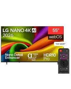 LG 55" NanoCell UHD 4K Smart TV, AI Picture Processing, HDR10, webOS Smart TV, ThinQ AI, 4K Upscaling | 55NU850B6LA.AMRG
