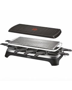 Tefal Raclette Pierrade 3-in-1 Grill, 1350W Electric Raclette, Stone Grill & BBQ, Non-Stick Plates - Black/Stainless Steel - RE45A827 