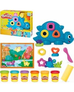 Play-Doh Shapes & Colors Dino Starter Set, Dinosaur Sensory Toy for Toddlers Ages 2+ with 11  Child-safe plastic and non-toxic compound