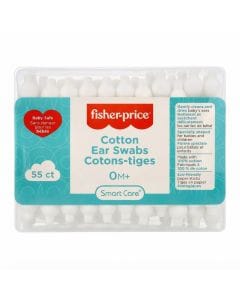 Fisher-Price SmartCare Cotton Ear Swabs for Babies, 0+ Months, 100% Pure Cotton with Eco-Friendly Paper Sticks, Pack