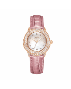 Saga Women Watch, 36mm Stainless Steel Case, Ronda Swiss Made 763 Quartz Movement, Genuine Leather Strap