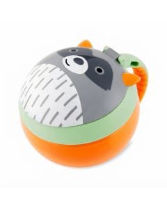 Skip Hop Zoo Racoon Snack Cup  12+ Months 222ml, Hygienic Flip-Down Straw Protection, Adorable Zoo Character Design, Dishwasher Safe - Multicolour