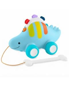 Skip Hop 3 in 1 Baby Dinosaur Musical Pull Toy 12+ Monthss, 3 in 1 Interactive Play Modes, Removable Tambourine With Rattle Sounds - Multicolour